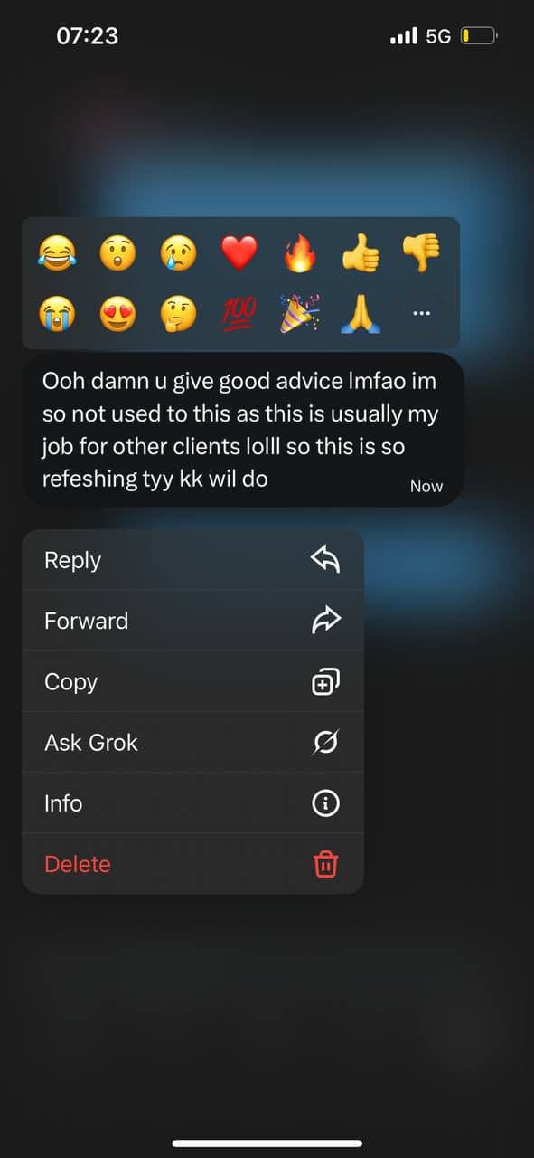 "Might just hire u for my other project" satisfaction leading to repeat business